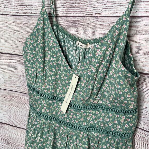 Francesa's Miami Green Floral Rose Cami Girly Cottage Cowgirl Top Medium New - Picture 4 of 14